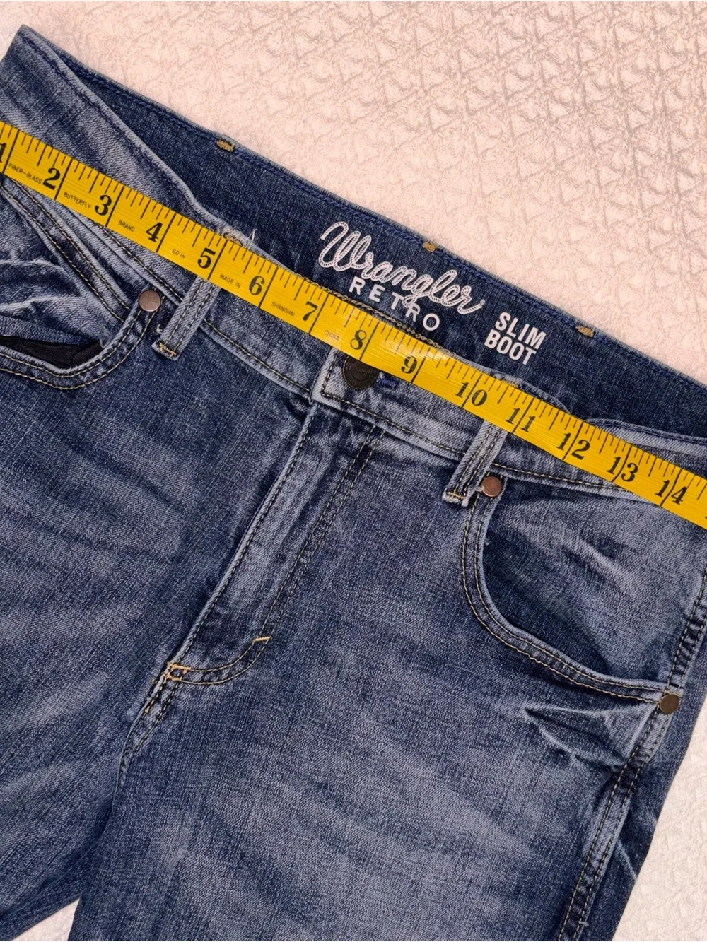 Wrangler Retro Slim Boot dark washed blue jeans 32 x 29 cowboy farm rodeo